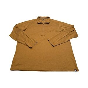 Eddie Bauer Mens XL Brown Heather Quarter Zip Pullover Stretch Performance Top